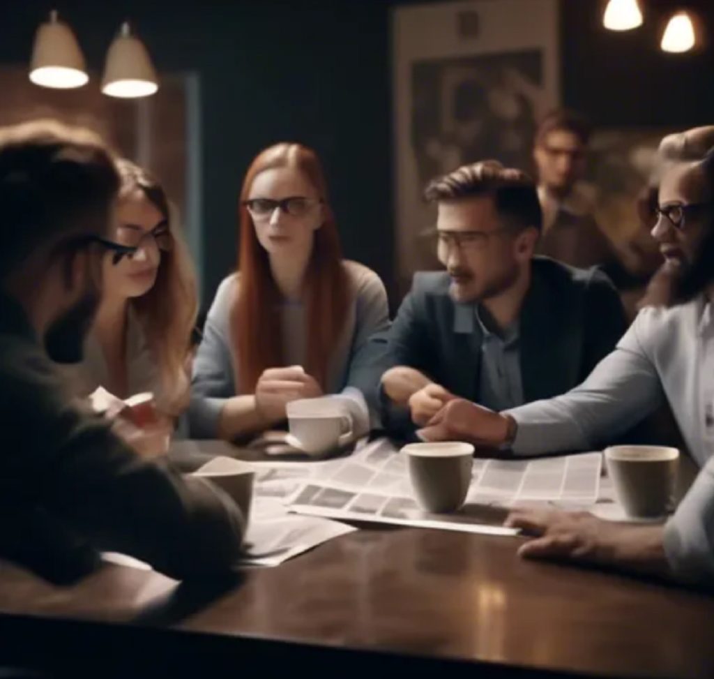 Biz meeting in coffee