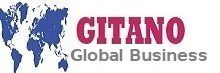 Logo of Gitano Global Business featuring a world map design and bold text.